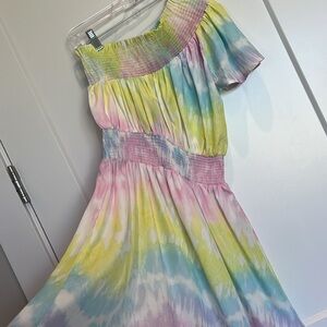 America & Beyond One Shoulder Pastel Dress